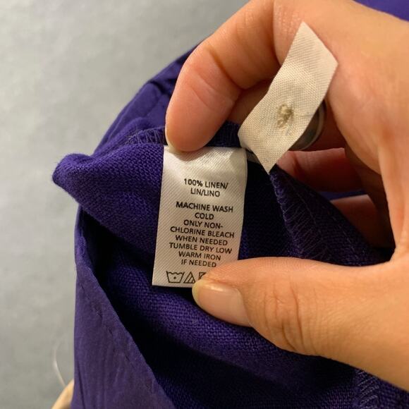 Ann Taylor Loft Pants Womens 2 M Violet Linen Maternity Wide Leg Stretch Tummy - Picture 7 of 11